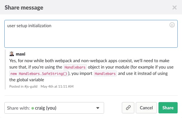 Slack message seach