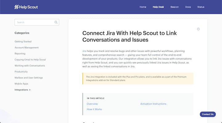 Help Scout Screenshot: HS Docs Article