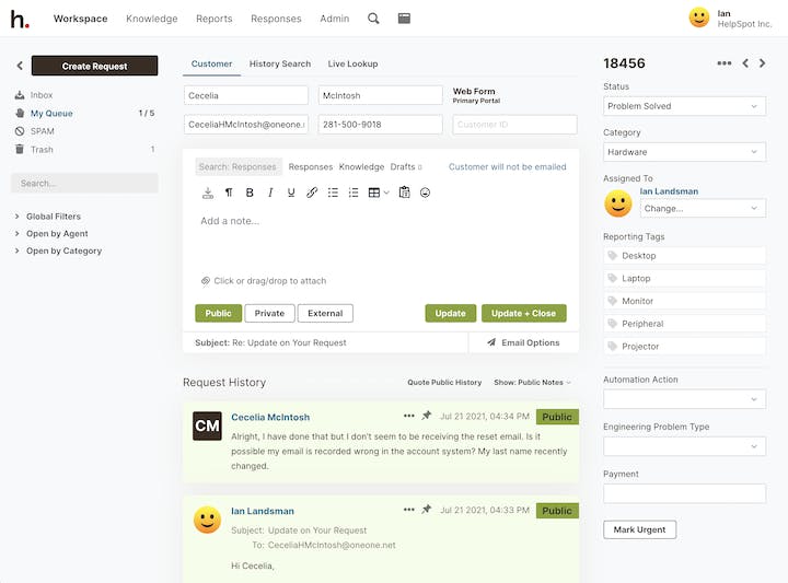 Product Screenshot: HelpSpot