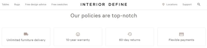 interior define return policy